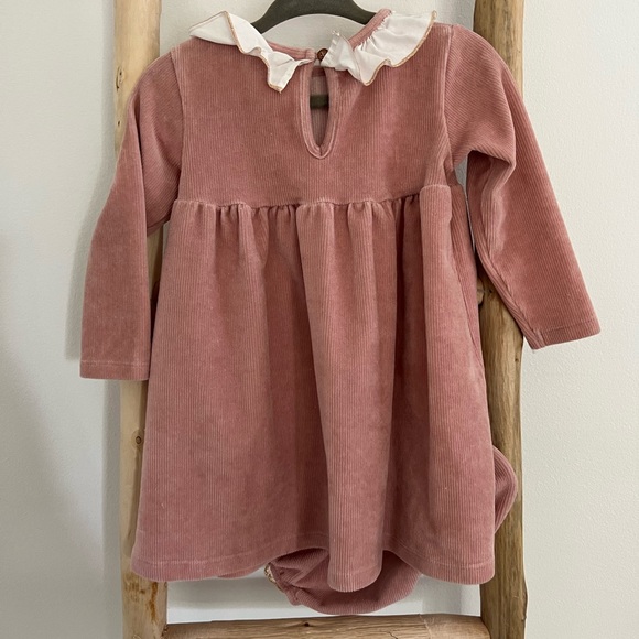 River Island Dusty Pink Corduroy Dress & Bloomers  9-12 months - Picture 4 of 5